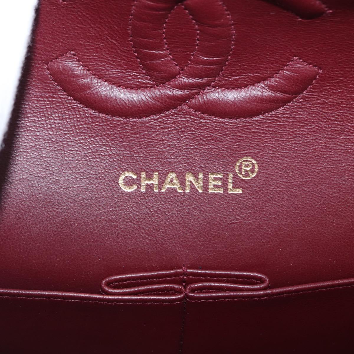 CHANEL Matelasse 25 Double Flap Chain Shoulder Bag Lamb Skin Gold CC Auth ka720SV