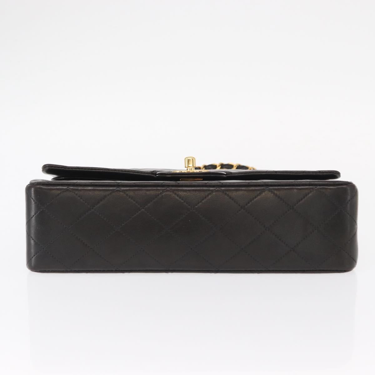 CHANEL Matelasse 25 Double Flap Chain Shoulder Bag Lamb Skin Gold CC Auth ka720SV