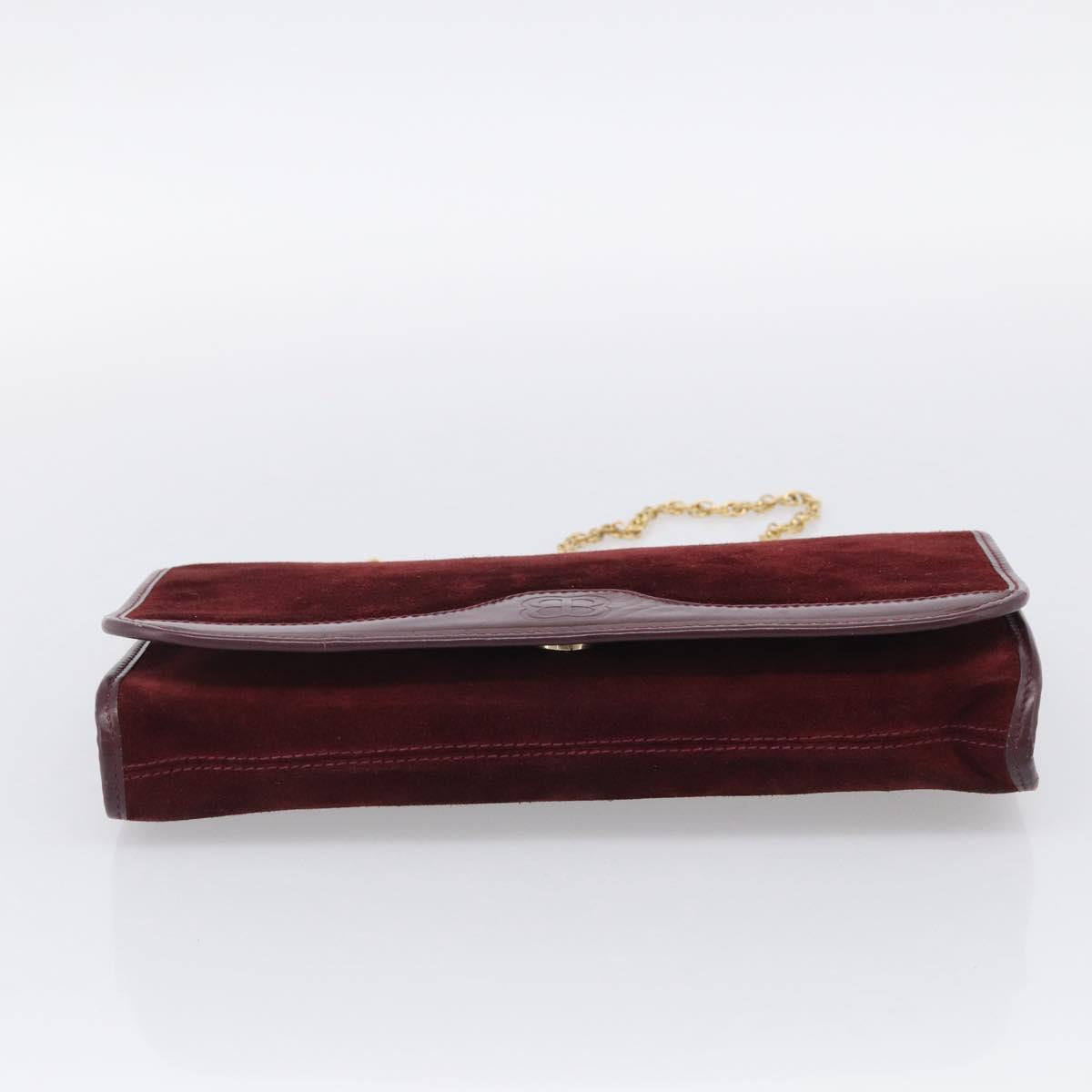 Balenciaga Chain Shoulder Bag Suede Bordeaux Gold Auth ka7213