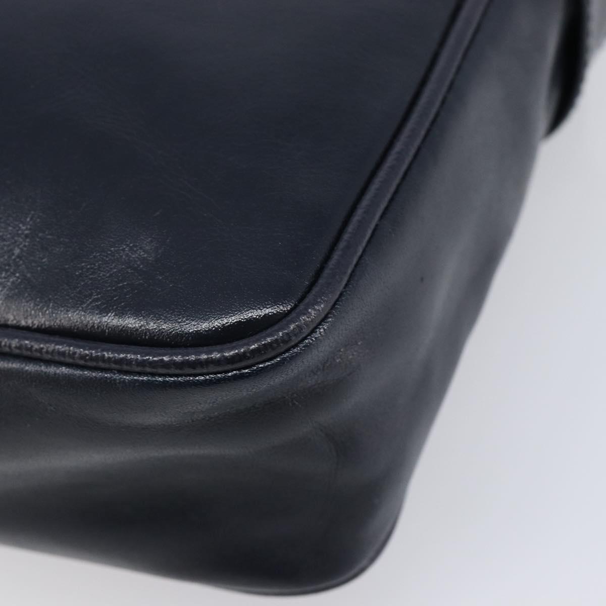 GIVENCHY Shoulder Bag Leather Navy Gold Auth ka7216