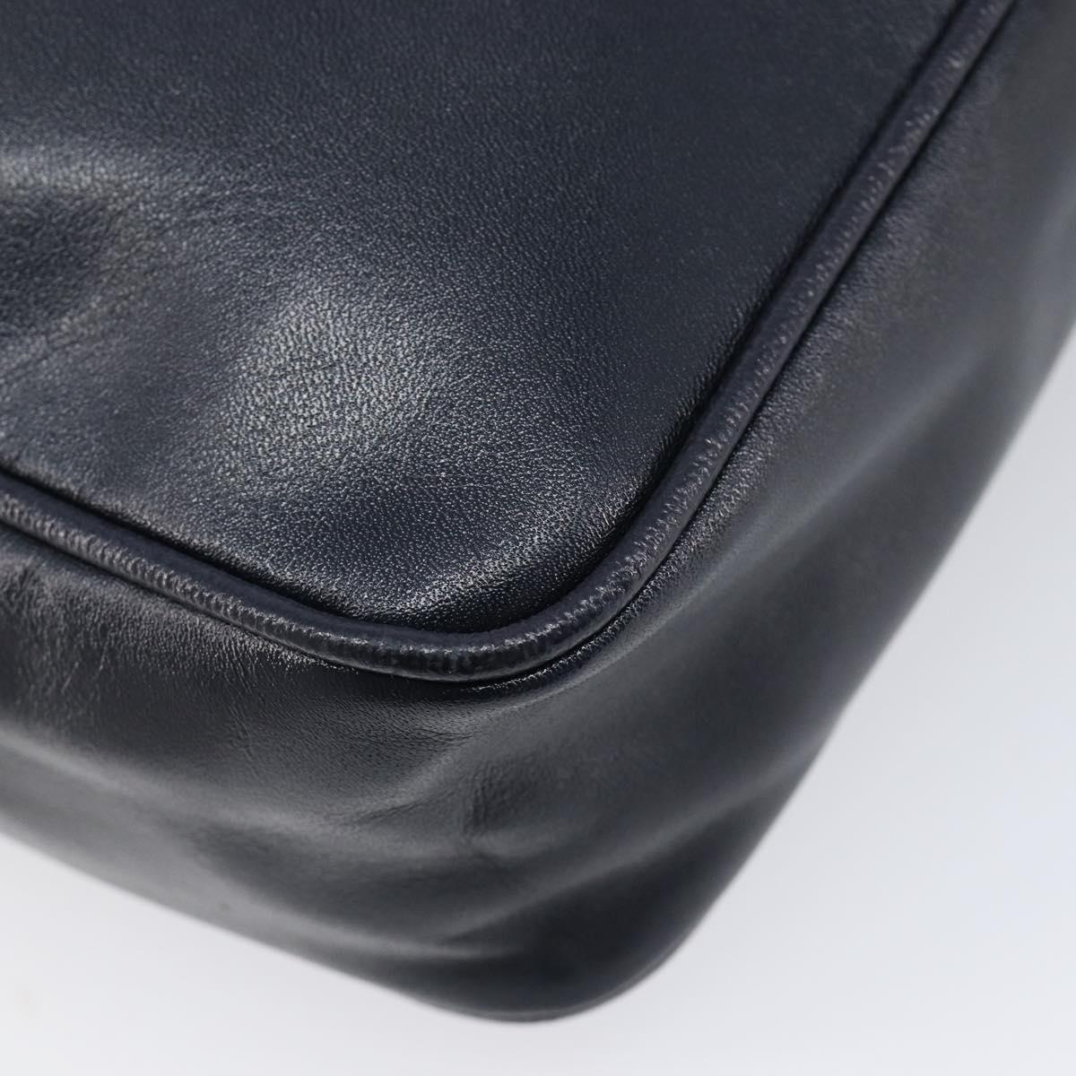 GIVENCHY Shoulder Bag Leather Navy Gold Auth ka7216