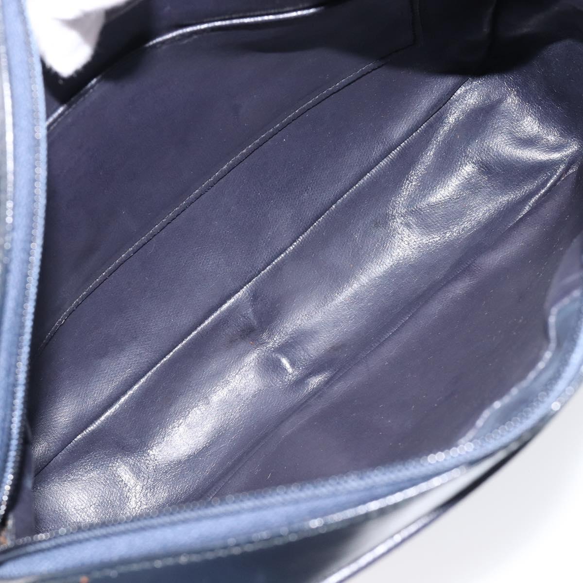 GIVENCHY Shoulder Bag Leather Navy Gold Auth ka7216