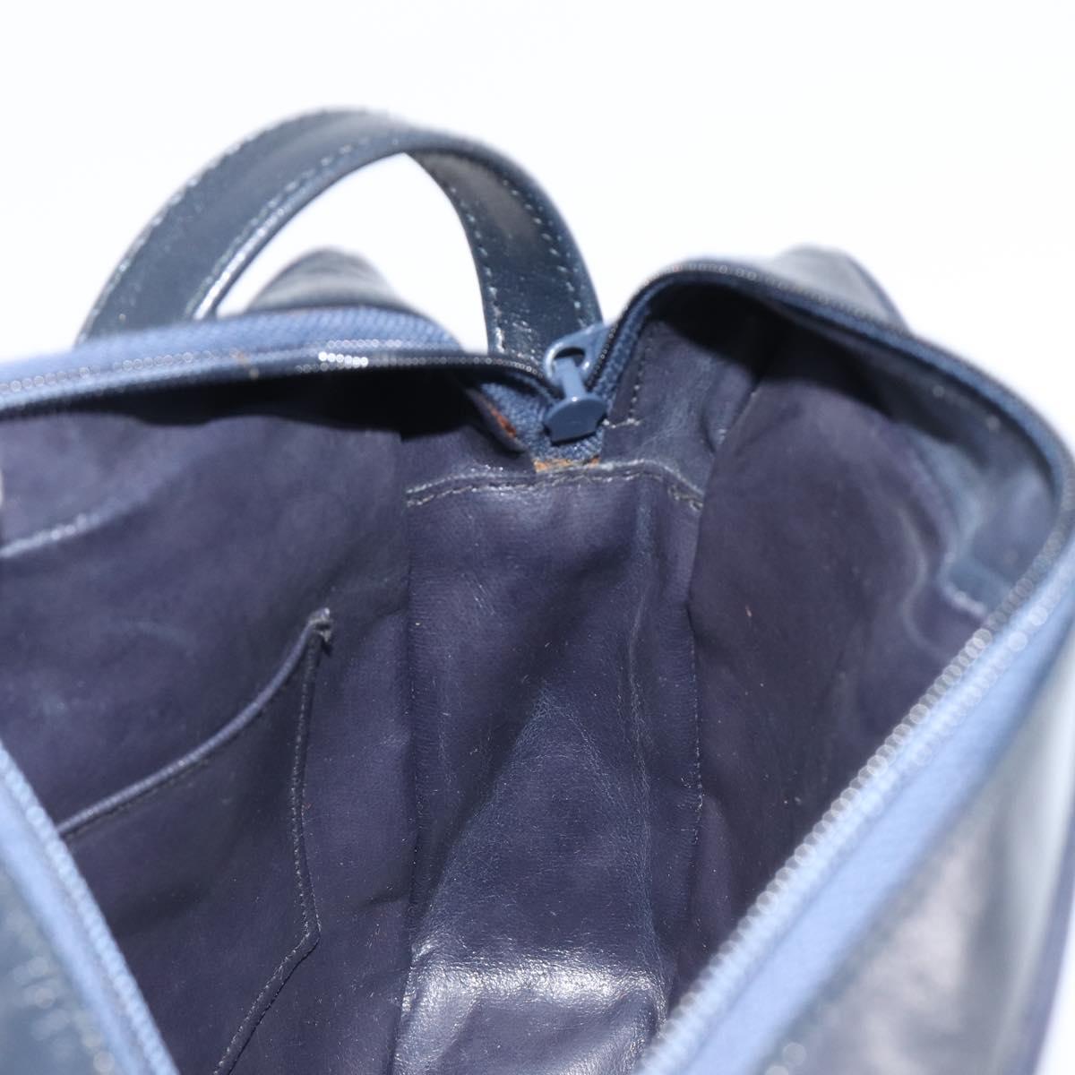 GIVENCHY Shoulder Bag Leather Navy Gold Auth ka7216