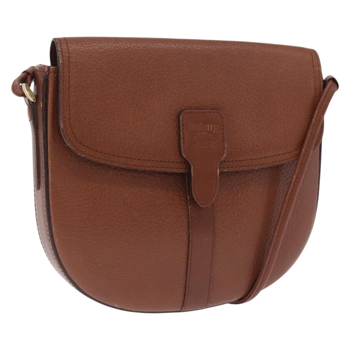 Burberrys Shoulder Bag Leather Brown Gold Auth ka7217