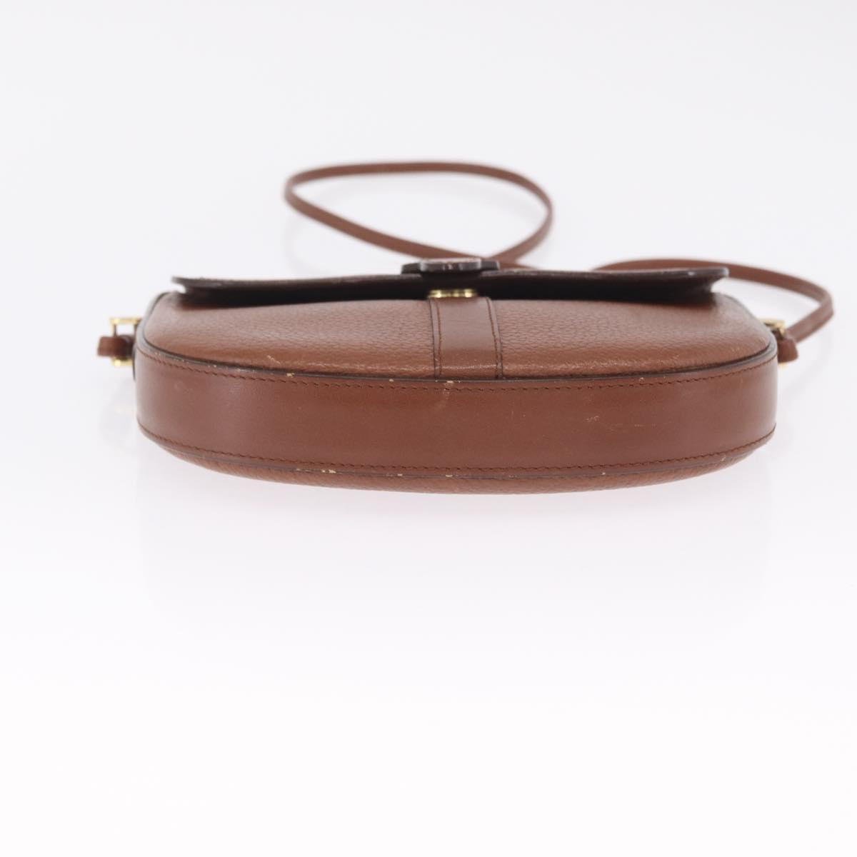 Burberrys Shoulder Bag Leather Brown Gold Auth ka7217