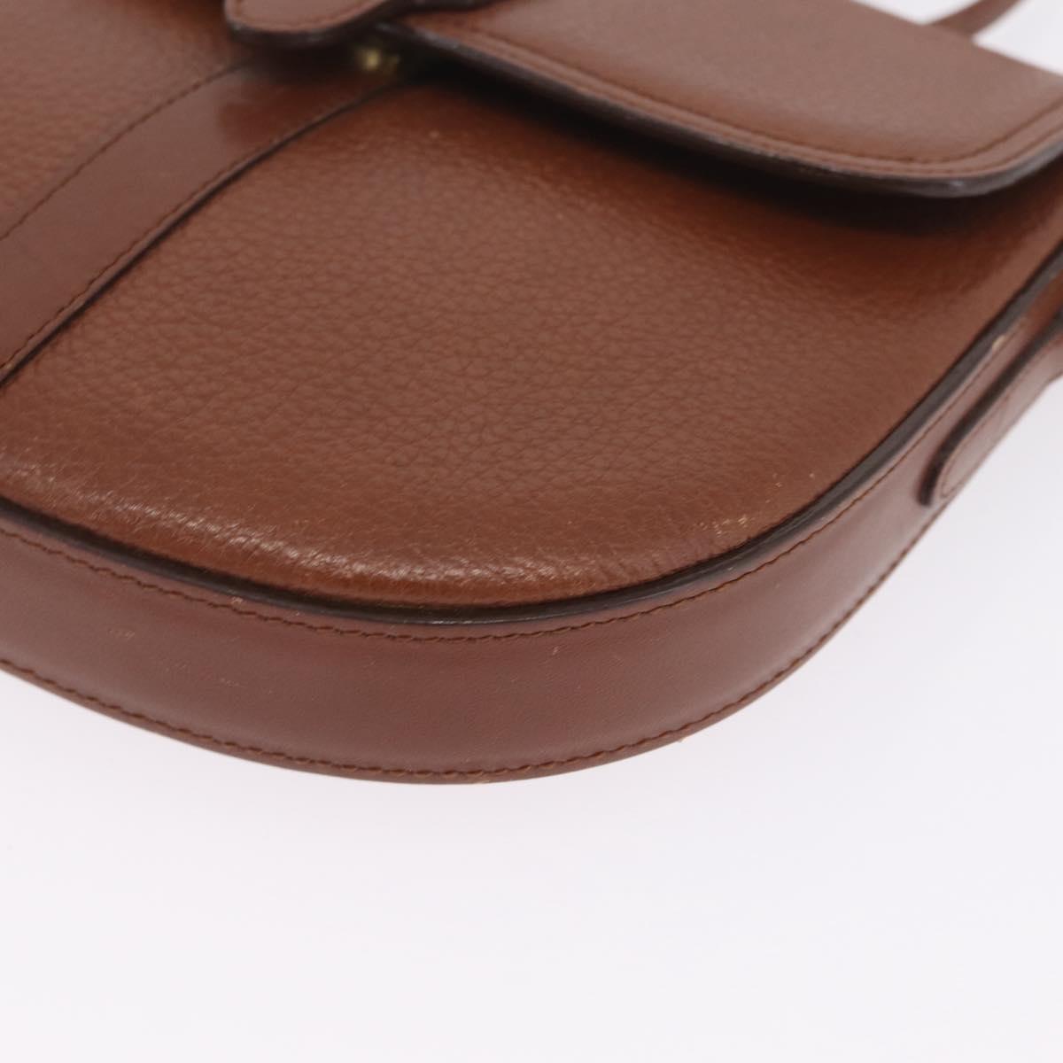 Burberrys Shoulder Bag Leather Brown Gold Auth ka7217