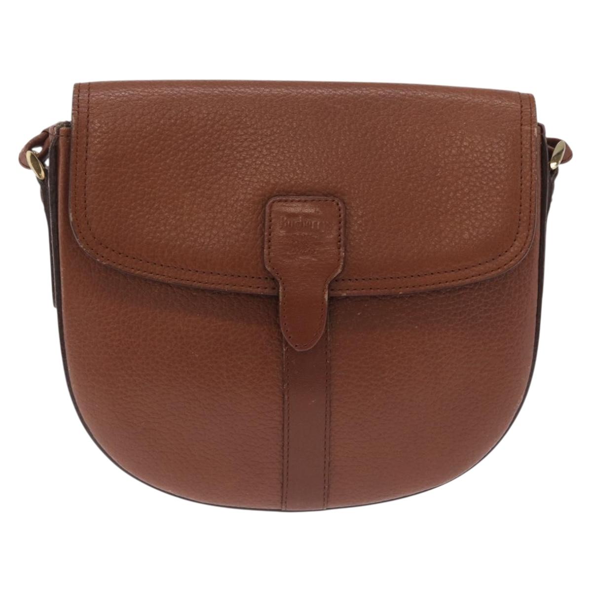 Burberrys Shoulder Bag Leather Brown Gold Auth ka7217