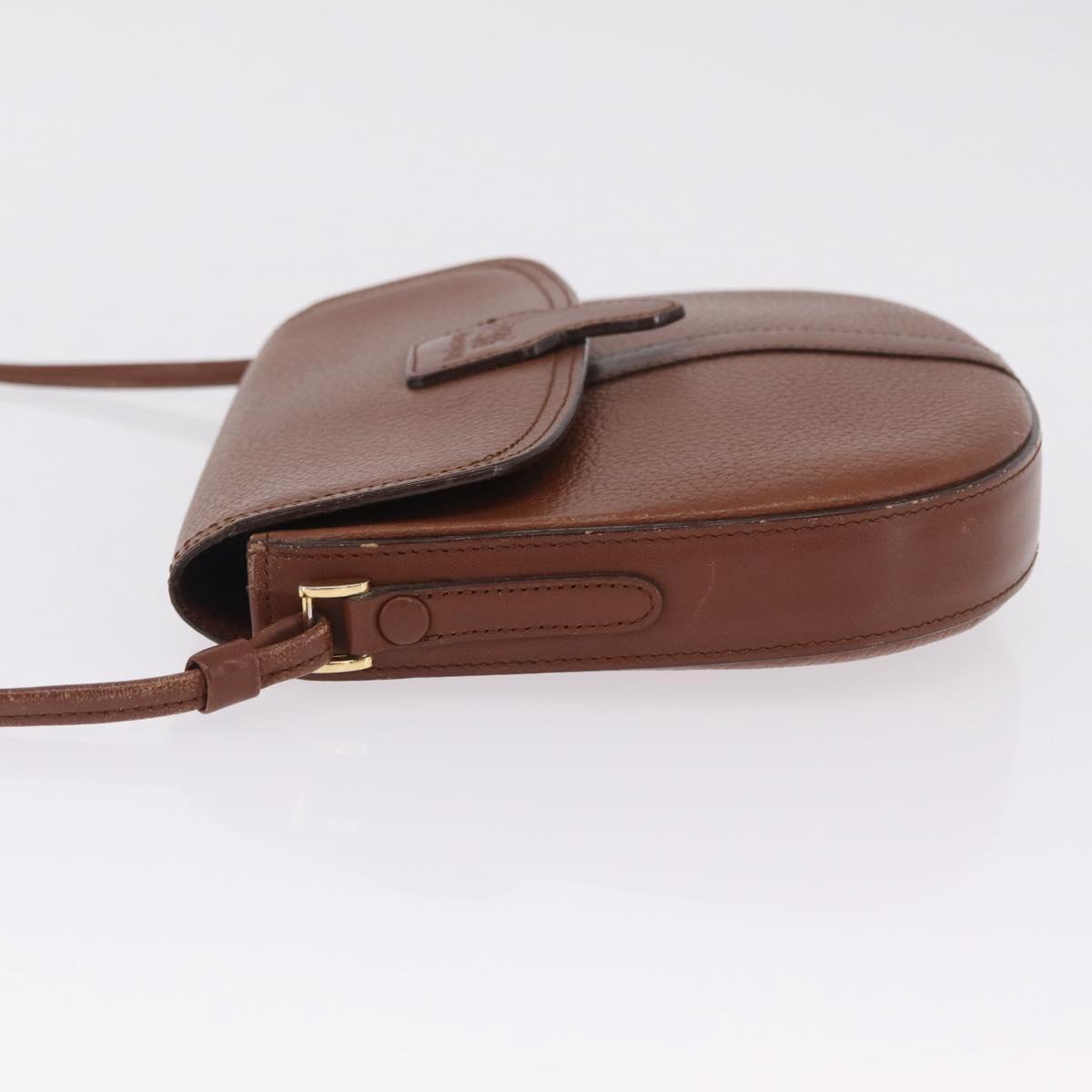 Burberrys Shoulder Bag Leather Brown Gold Auth ka7217