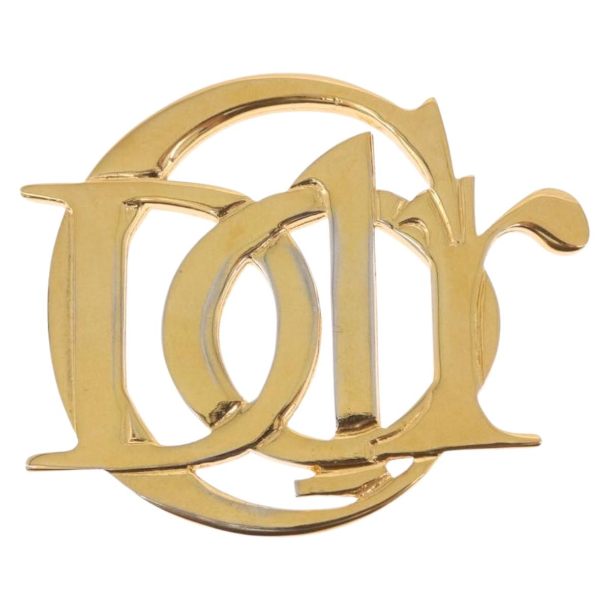 Christian Dior Brooch Metal Gold Tone Auth ka7227