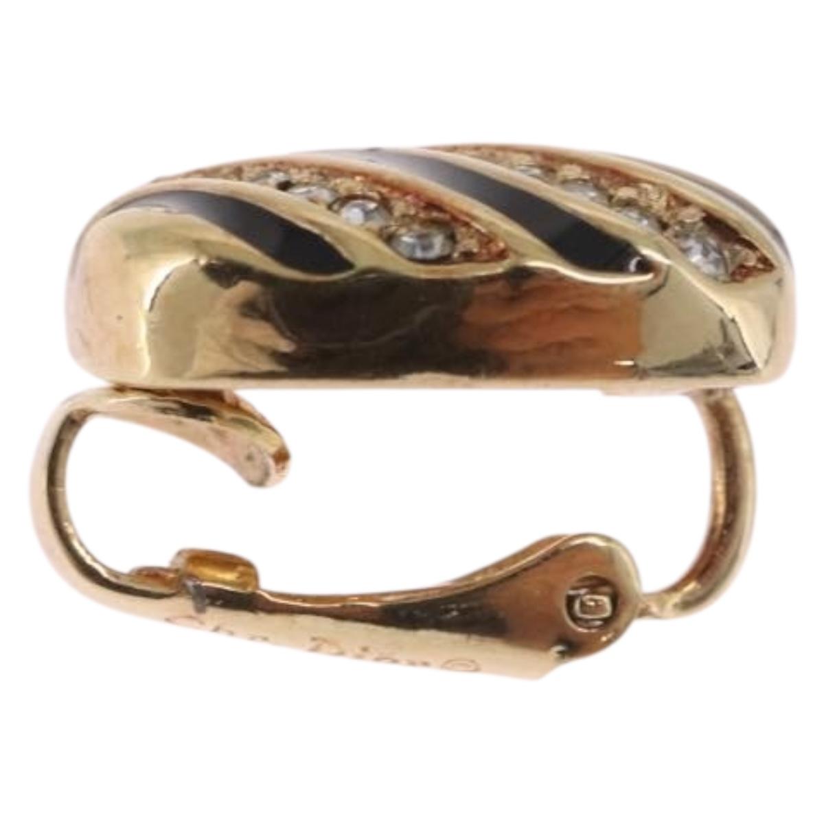 Christian Dior Earring Metal Gold Tone Auth ka7228