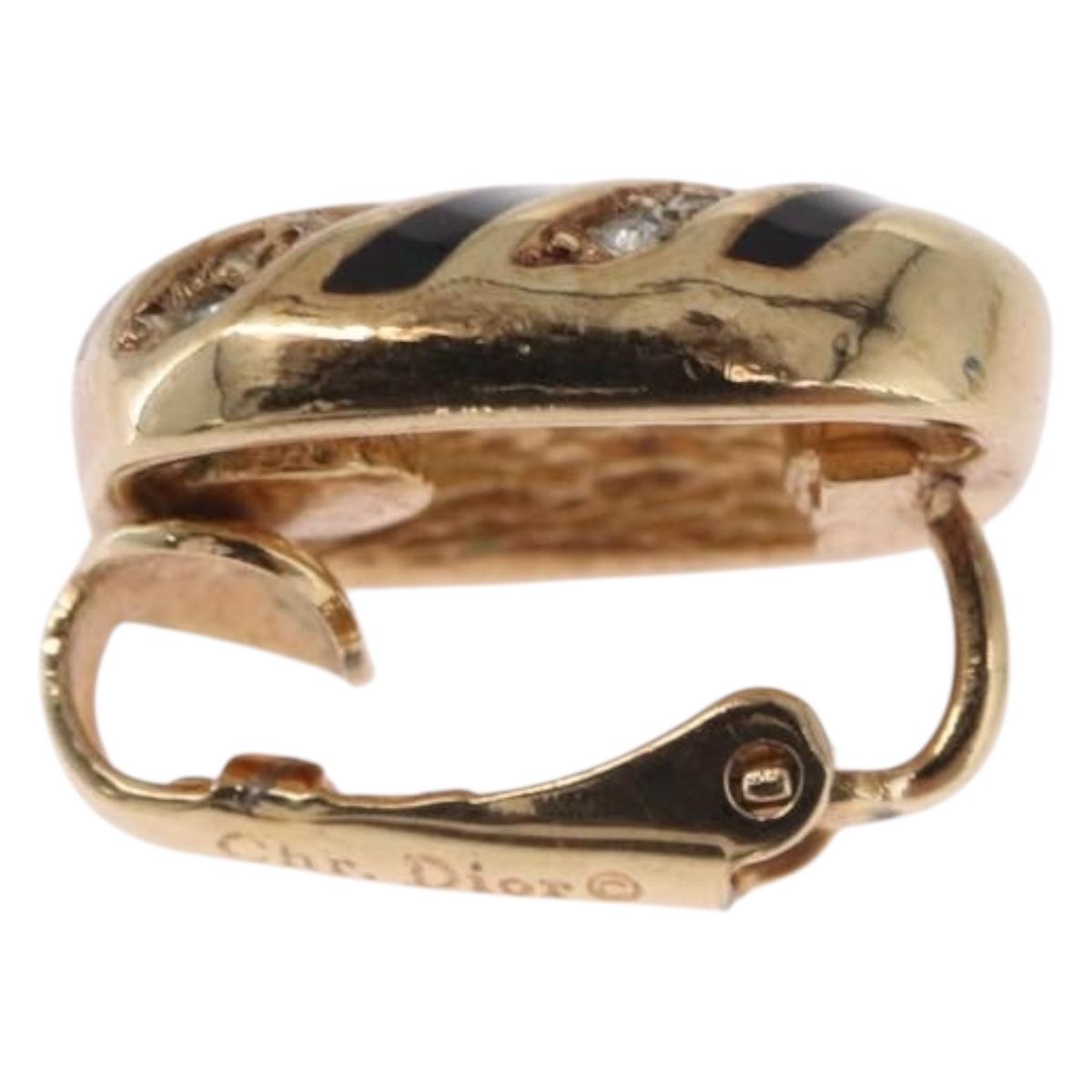 Christian Dior Earring Metal Gold Tone Auth ka7228