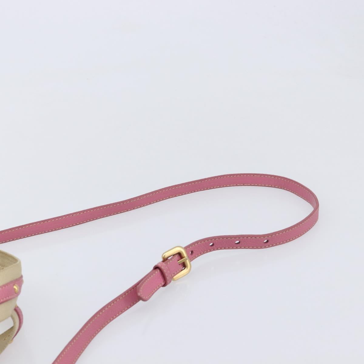 PRADA Hand Bag Canvas 2way Beige Gold Auth ka7234A