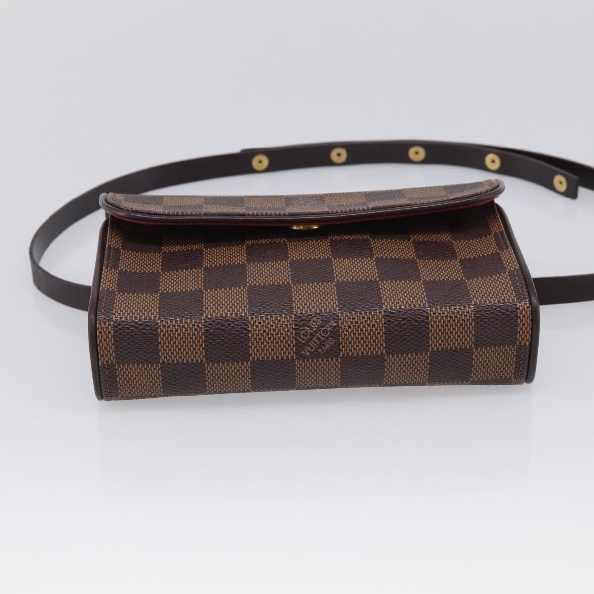 LOUIS VUITTON Damier Ebene Pochette Florentine Waist bag N51856 LV Auth ka7239