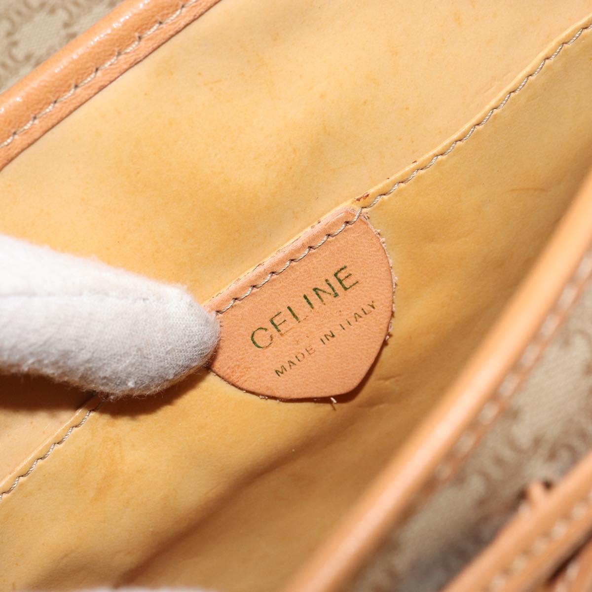 CELINE Macadam Canvas Shoulder Bag PVC Beige Gold Auth ka724