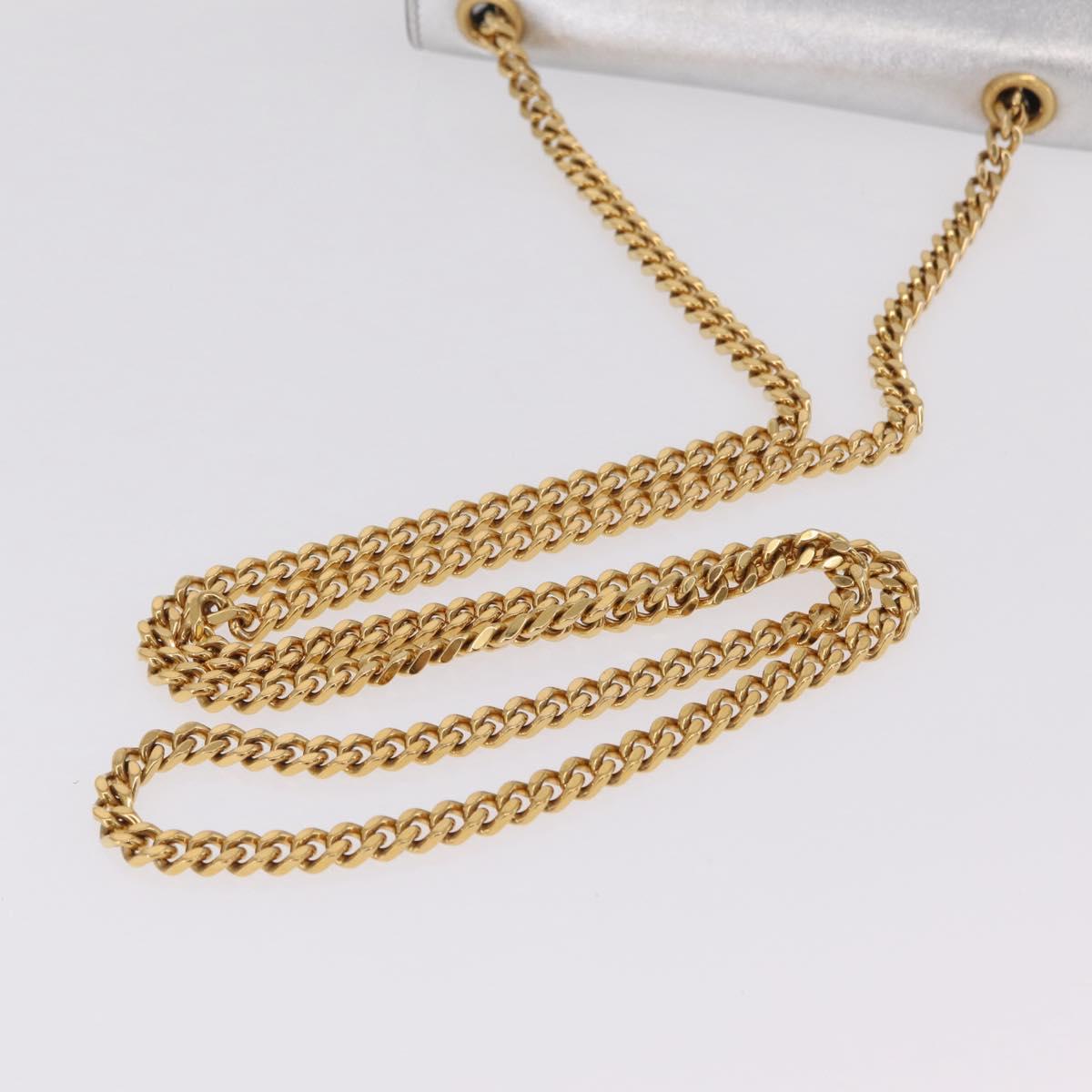 Saint Laurent Kate Tassel Chain Shoulder Bag Leather Silver Gold Auth ka7241A