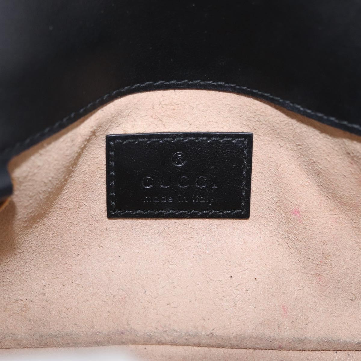 GUCCI GG Marmont Chain Shoulder Bag Leather Black Gold 476433 Auth ka7242
