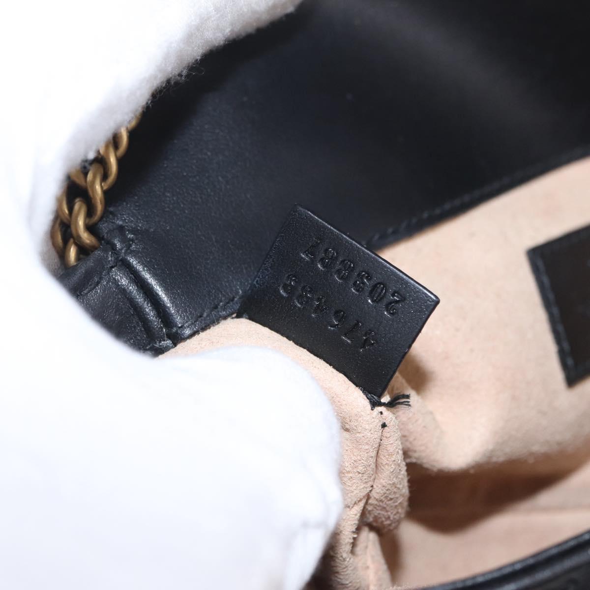 GUCCI GG Marmont Chain Shoulder Bag Leather Black Gold 476433 Auth ka7242