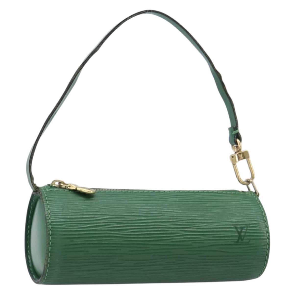 LOUIS VUITTON Epi Soufflot Pouch Green LV Auth ka7245