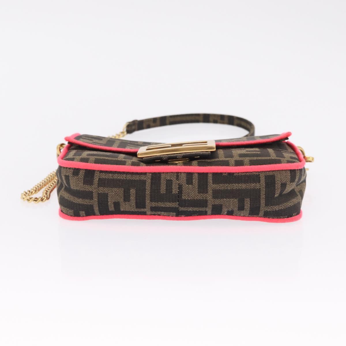 FENDI Zucca Canvas Baguette Small Shoulder Bag 2way Black Brown Auth ka7247V