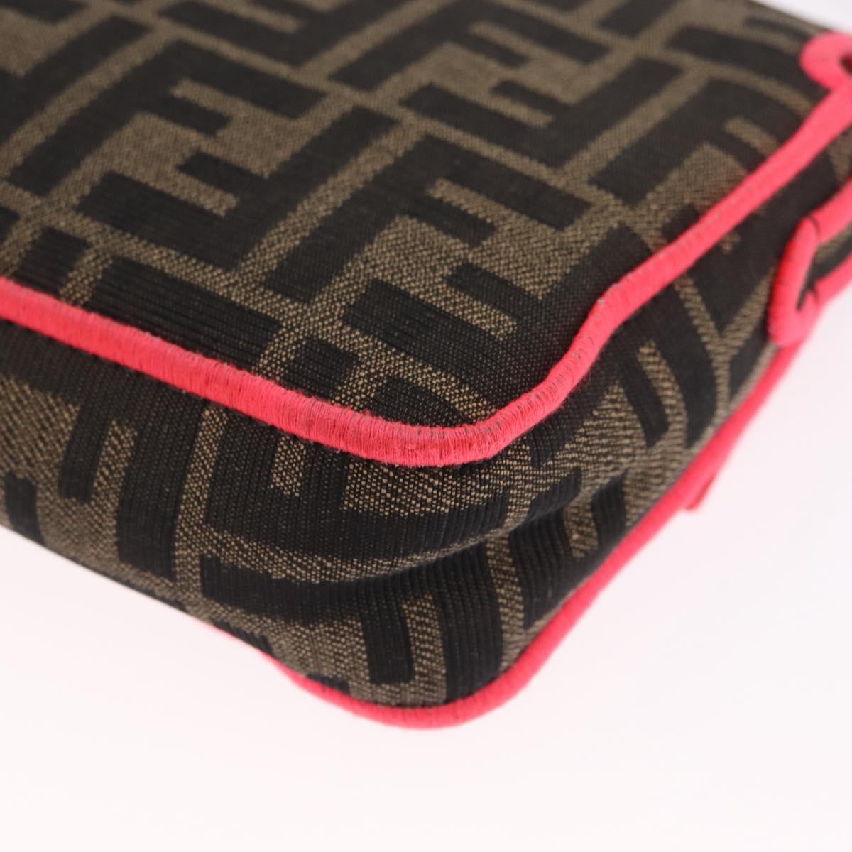 FENDI Zucca Canvas Baguette Small Shoulder Bag 2way Black Brown Auth ka7247V