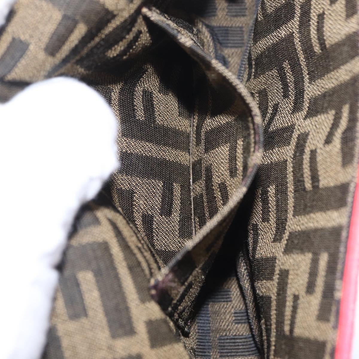 FENDI Zucca Canvas Baguette Small Shoulder Bag 2way Black Brown Auth ka7247V