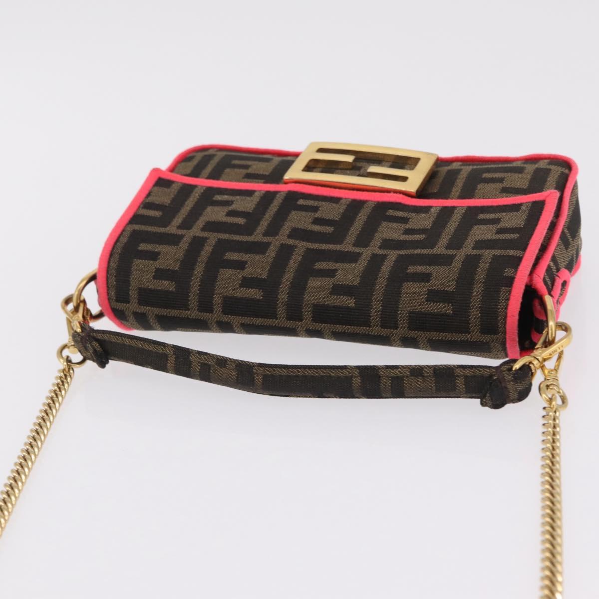 FENDI Zucca Canvas Baguette Small Shoulder Bag 2way Black Brown Auth ka7247V