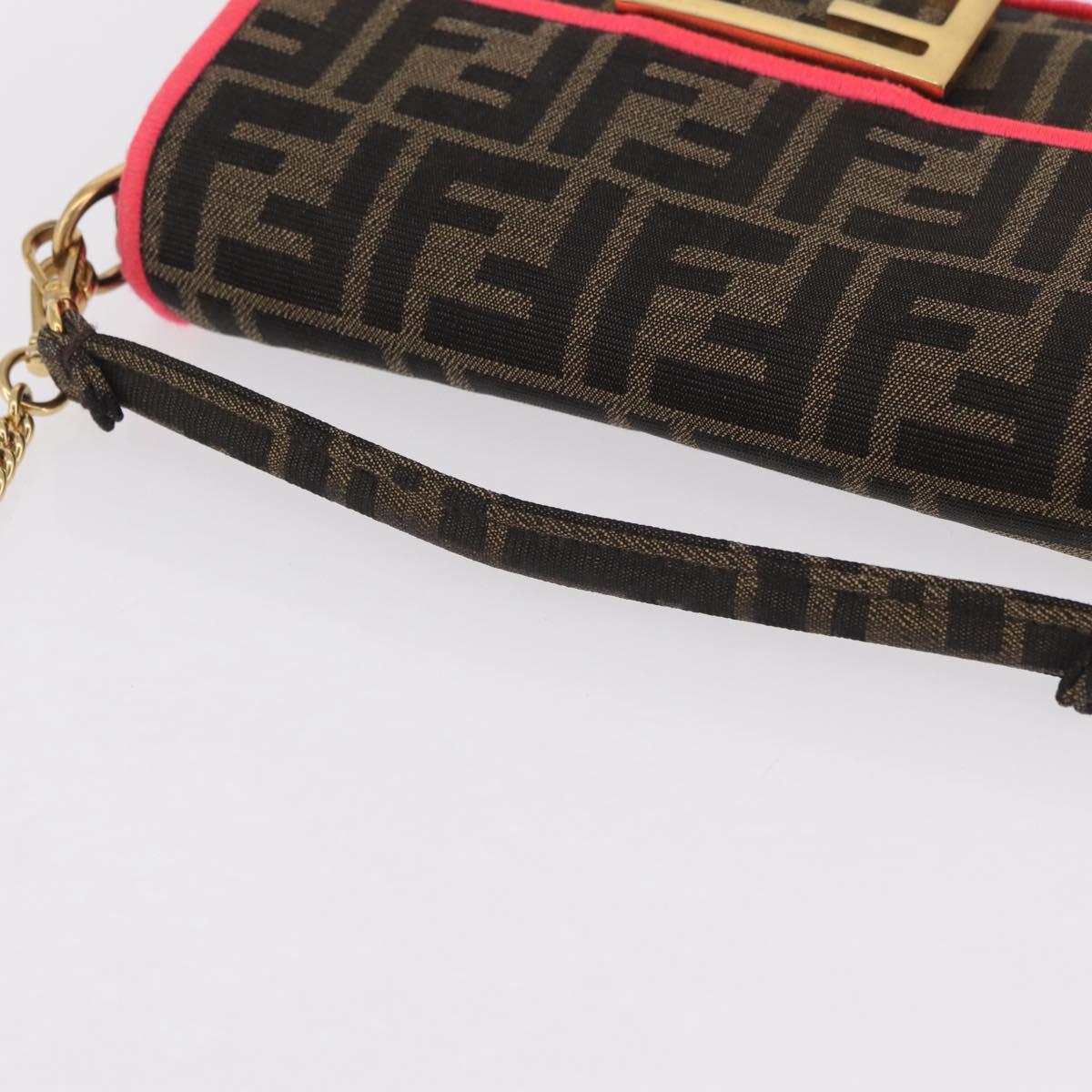 FENDI Zucca Canvas Baguette Small Shoulder Bag 2way Black Brown Auth ka7247V