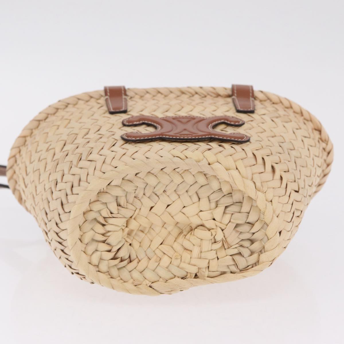 CELINE Teen Classic Panier Hand Bag Raffia 2way Beige Brown Auth ka7259M