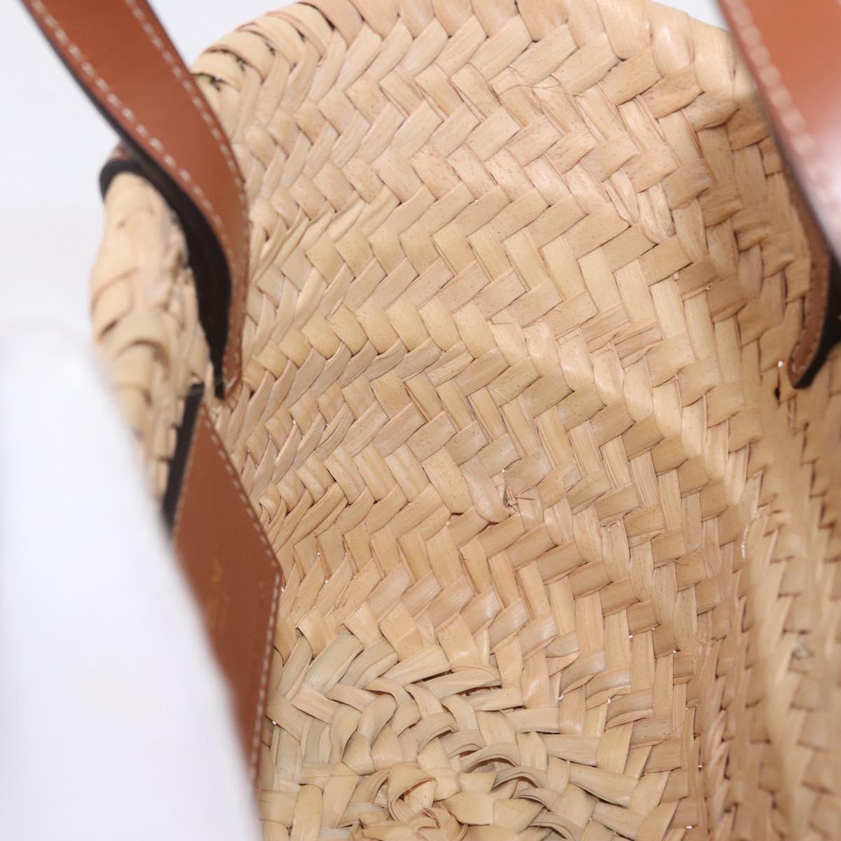 CELINE Teen Classic Panier Hand Bag Raffia 2way Beige Brown Auth ka7259M
