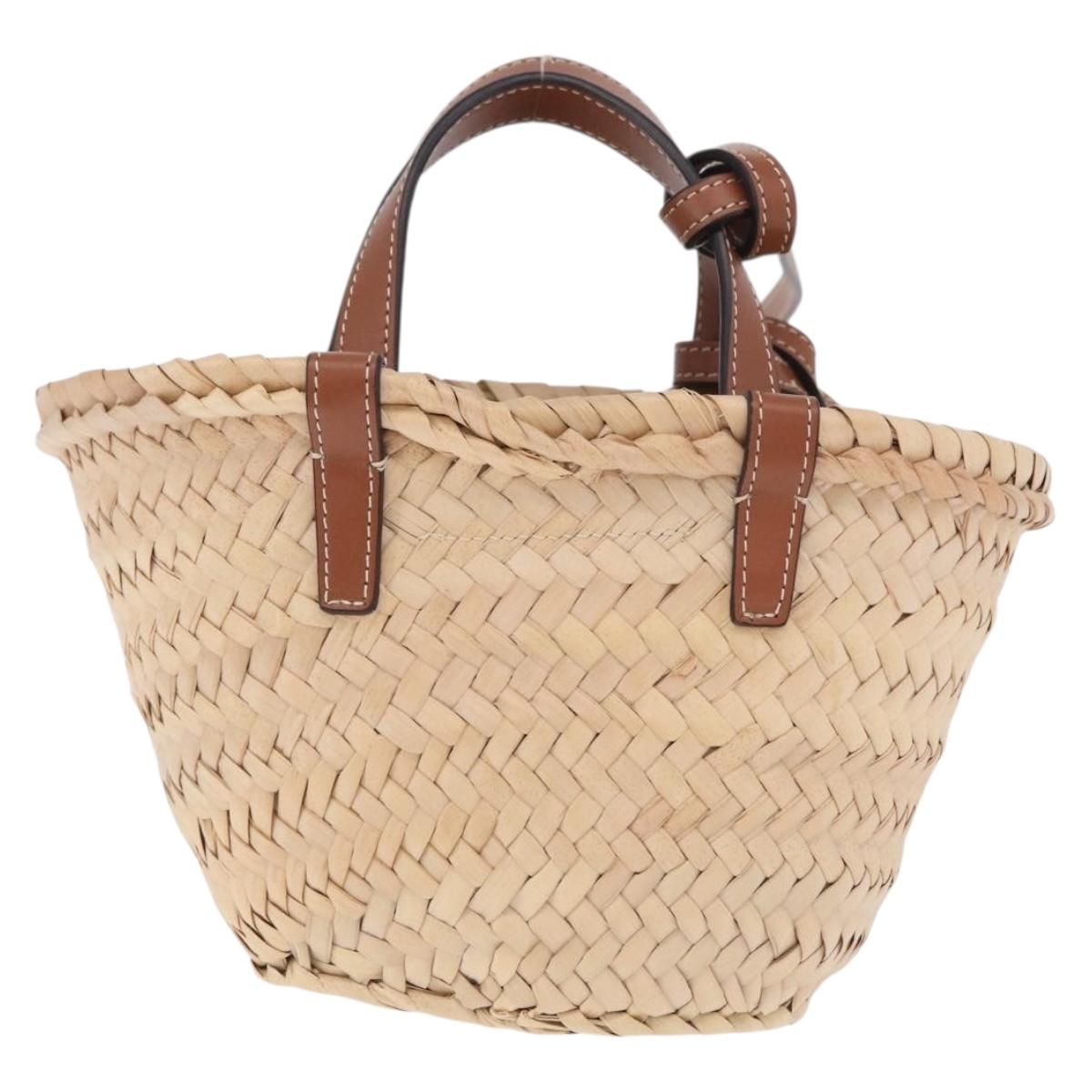 CELINE Teen Classic Panier Hand Bag Raffia 2way Beige Brown Auth ka7259M