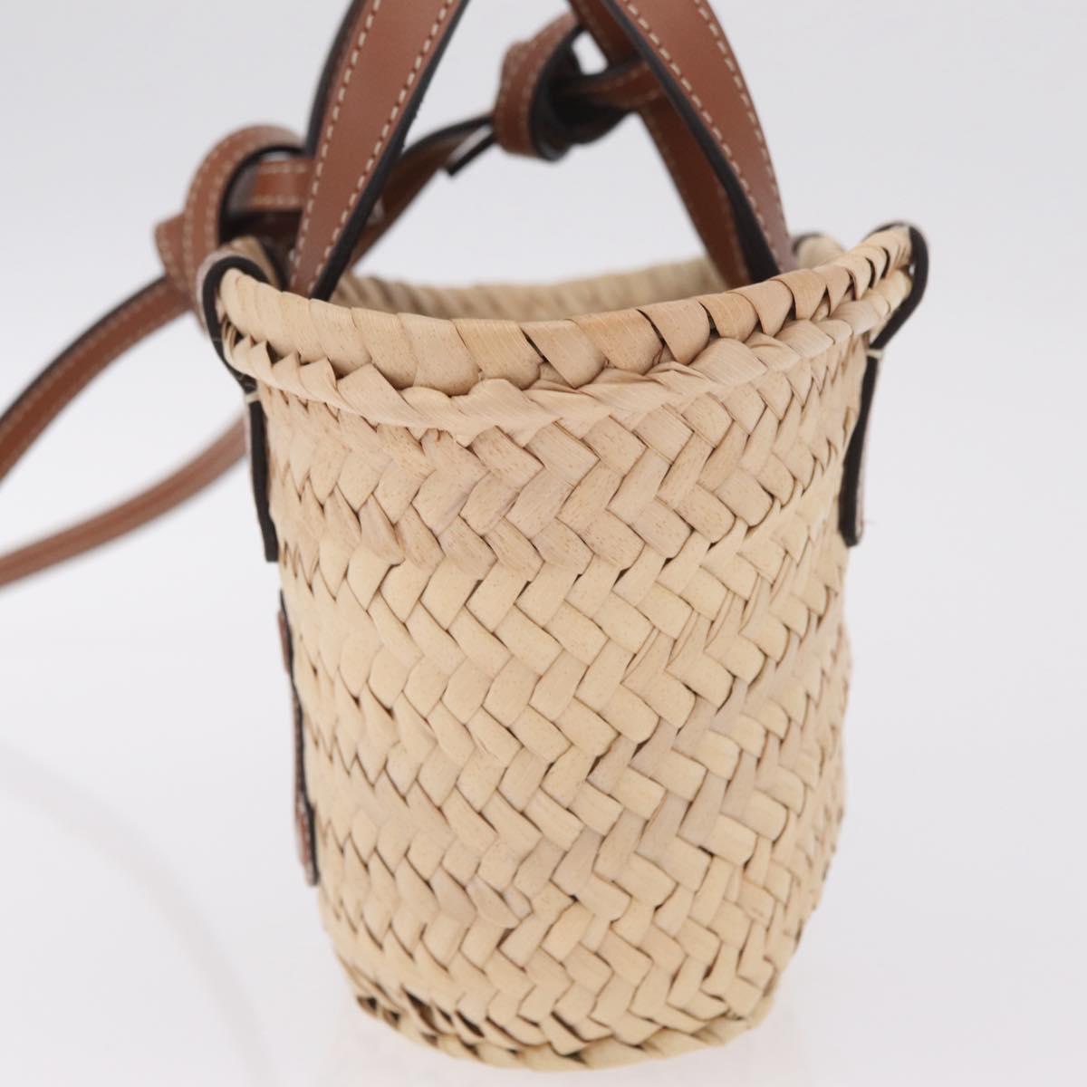 CELINE Teen Classic Panier Hand Bag Raffia 2way Beige Brown Auth ka7259M