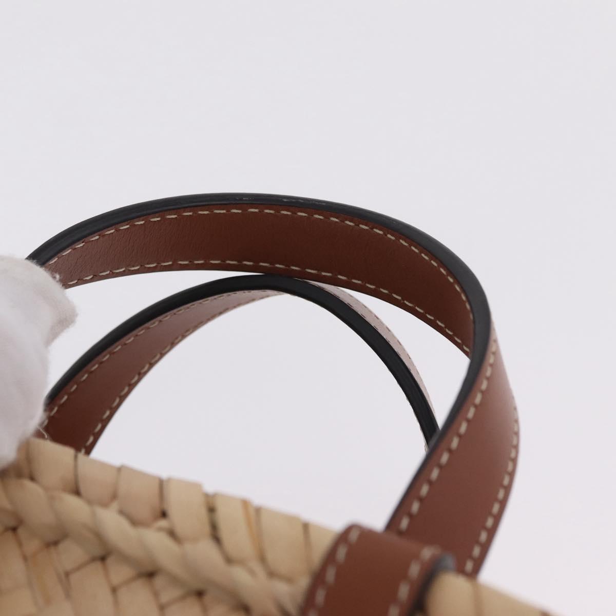 CELINE Teen Classic Panier Hand Bag Raffia 2way Beige Brown Auth ka7259M