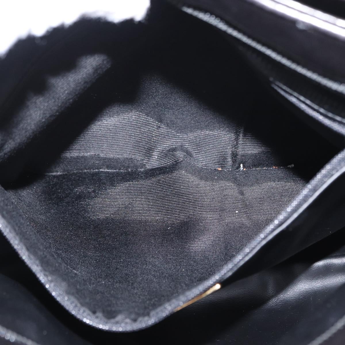 BALLY Quilted Chain Shoulder Bag Leather Black Gold Auth ka727