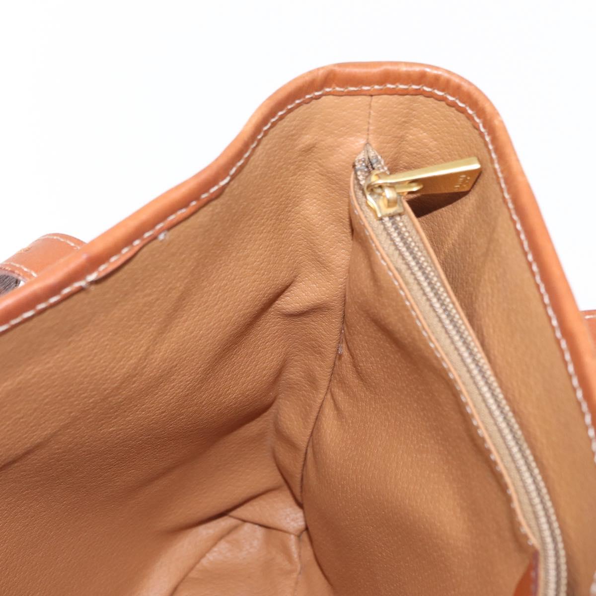 CELINE Macadam Canvas Shoulder Bag PVC Leather Brown Gold Auth ka728