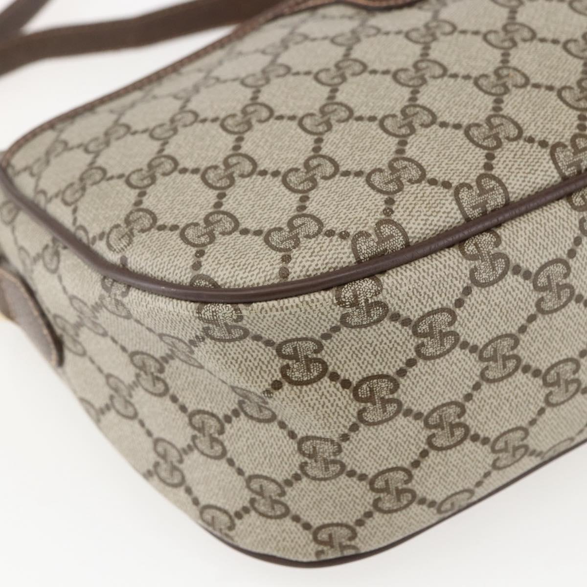 GUCCI GG Supreme Web Sherry Line Bag PVC Beige Gold 89 02 077 Auth ka736