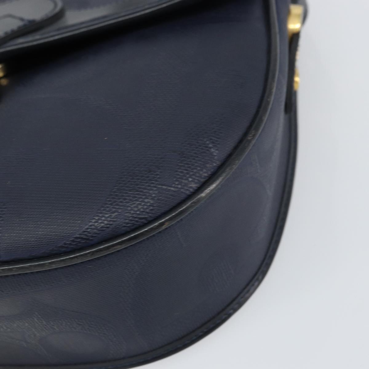 Christian Dior Trotter Canvas Shoulder Bag Navy Gold Auth ka740