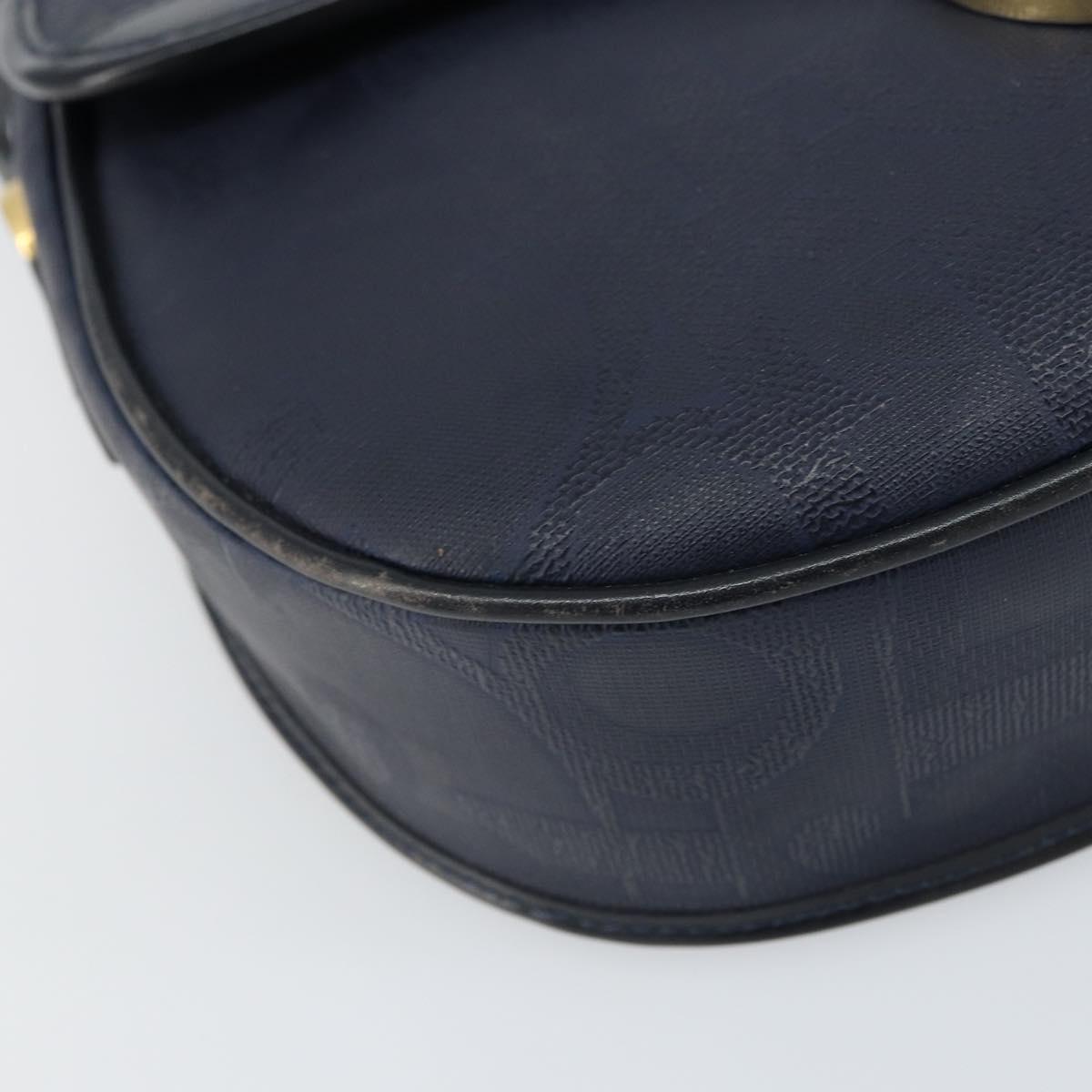 Christian Dior Trotter Canvas Shoulder Bag Navy Gold Auth ka740