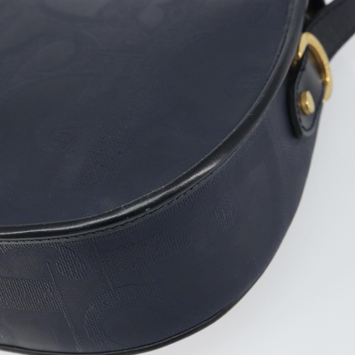 Christian Dior Trotter Canvas Shoulder Bag Navy Gold Auth ka740