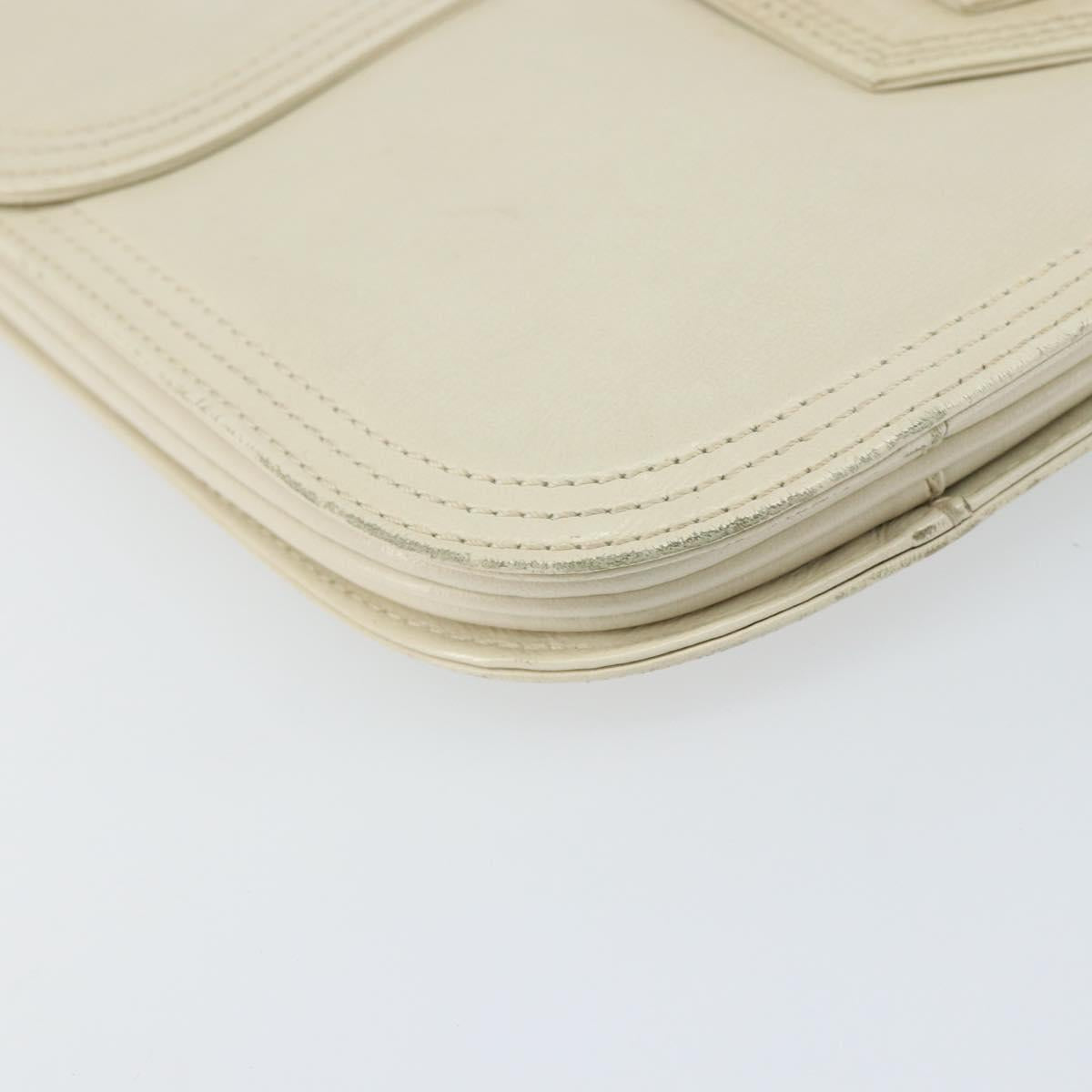 SAINT LAURENT Shoulder Bag Leather White Auth ka743