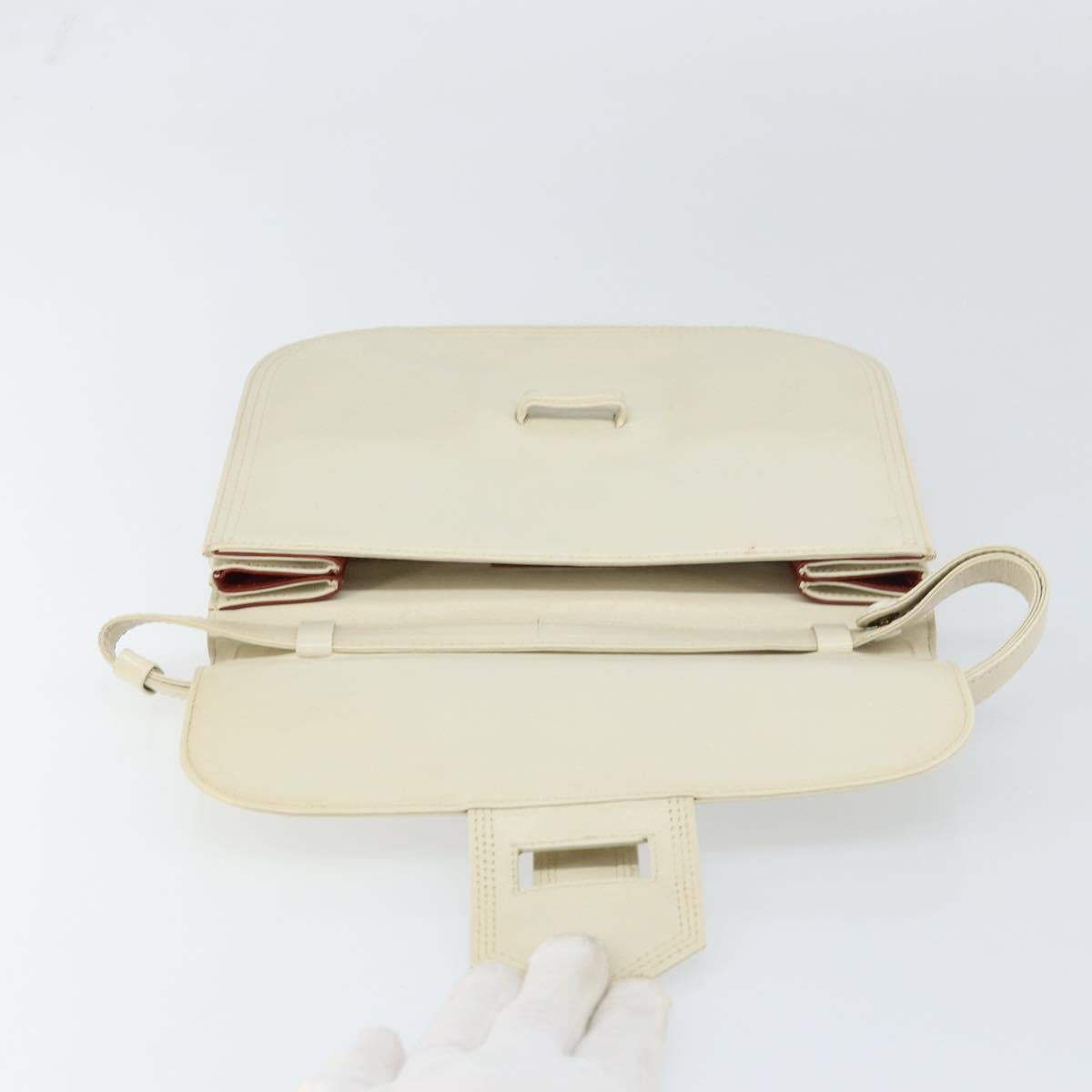 SAINT LAURENT Shoulder Bag Leather White Auth ka743