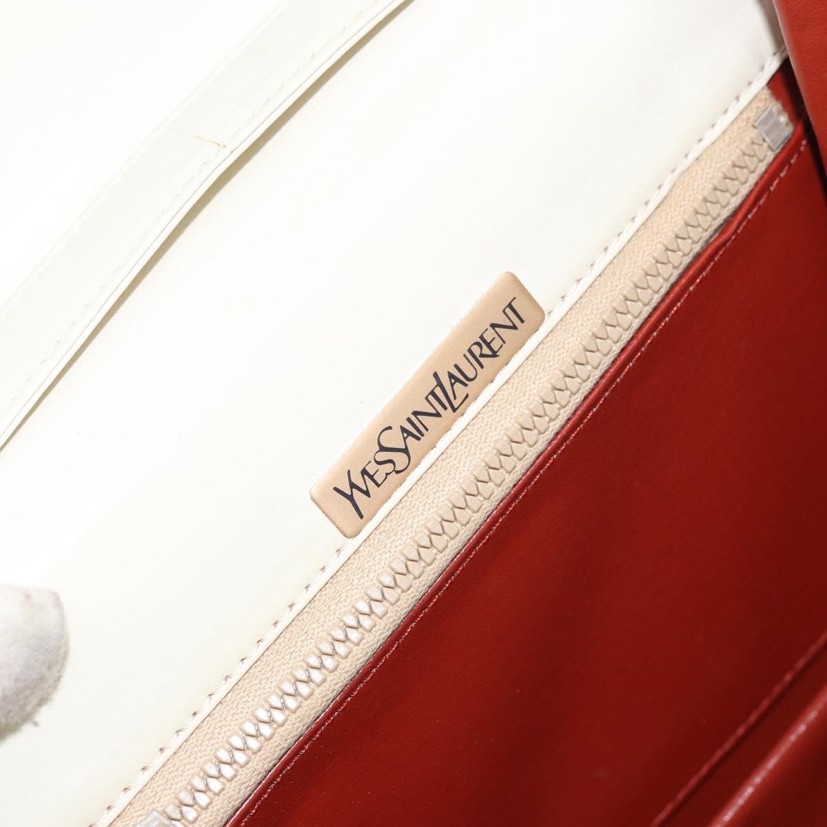 SAINT LAURENT Shoulder Bag Leather White Auth ka743