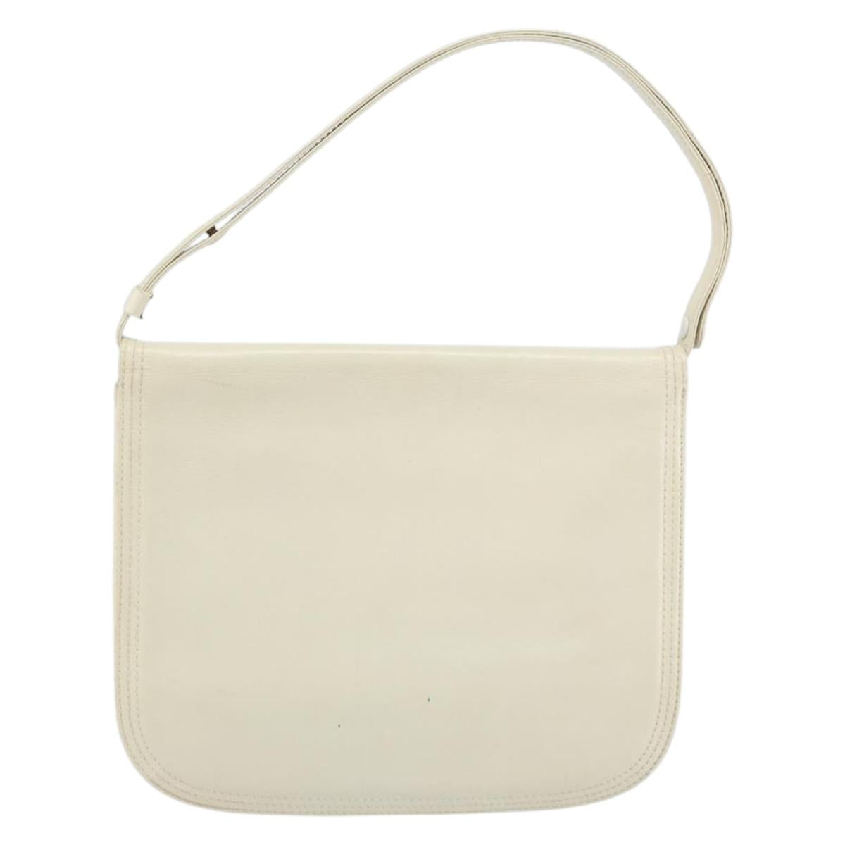 SAINT LAURENT Shoulder Bag Leather White Auth ka743