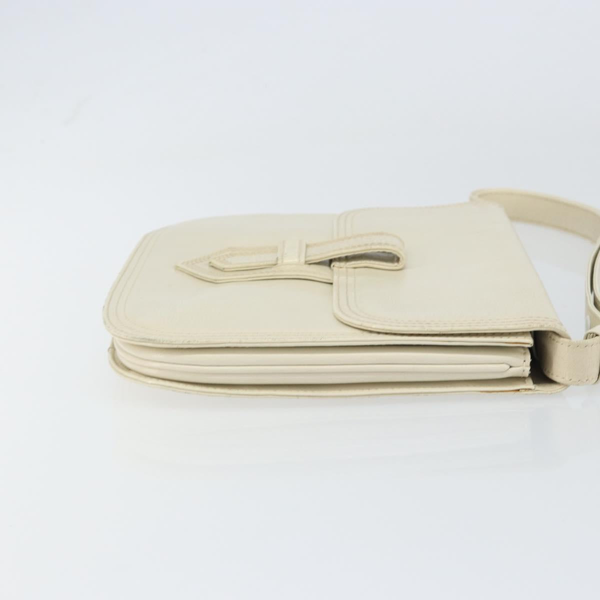 SAINT LAURENT Shoulder Bag Leather White Auth ka743
