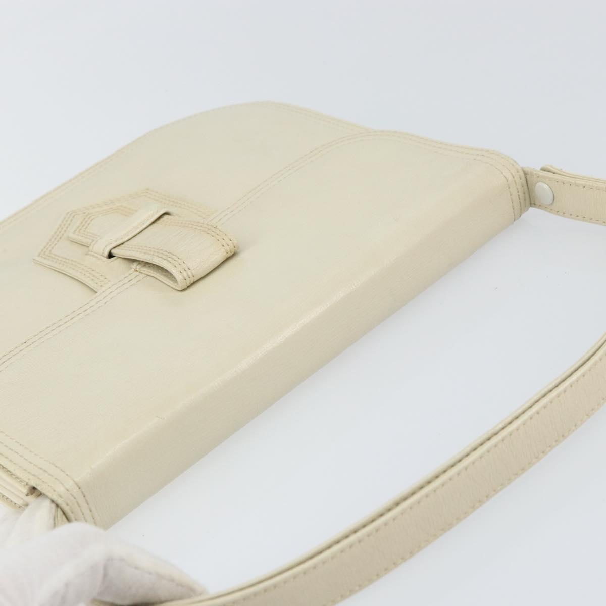 SAINT LAURENT Shoulder Bag Leather White Auth ka743