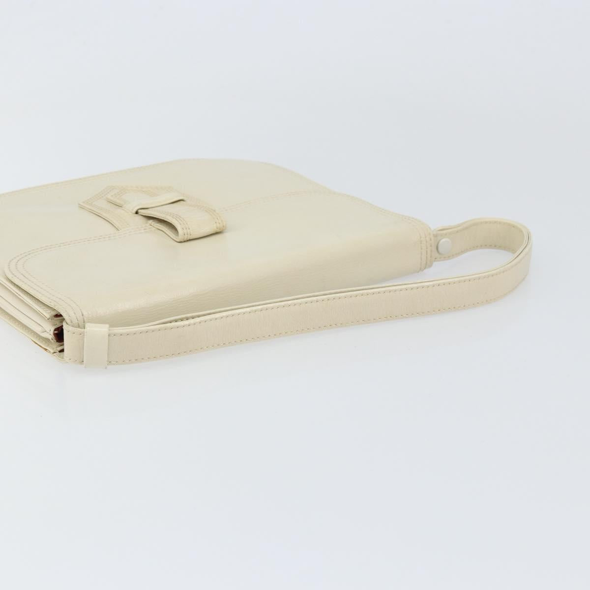 SAINT LAURENT Shoulder Bag Leather White Auth ka743