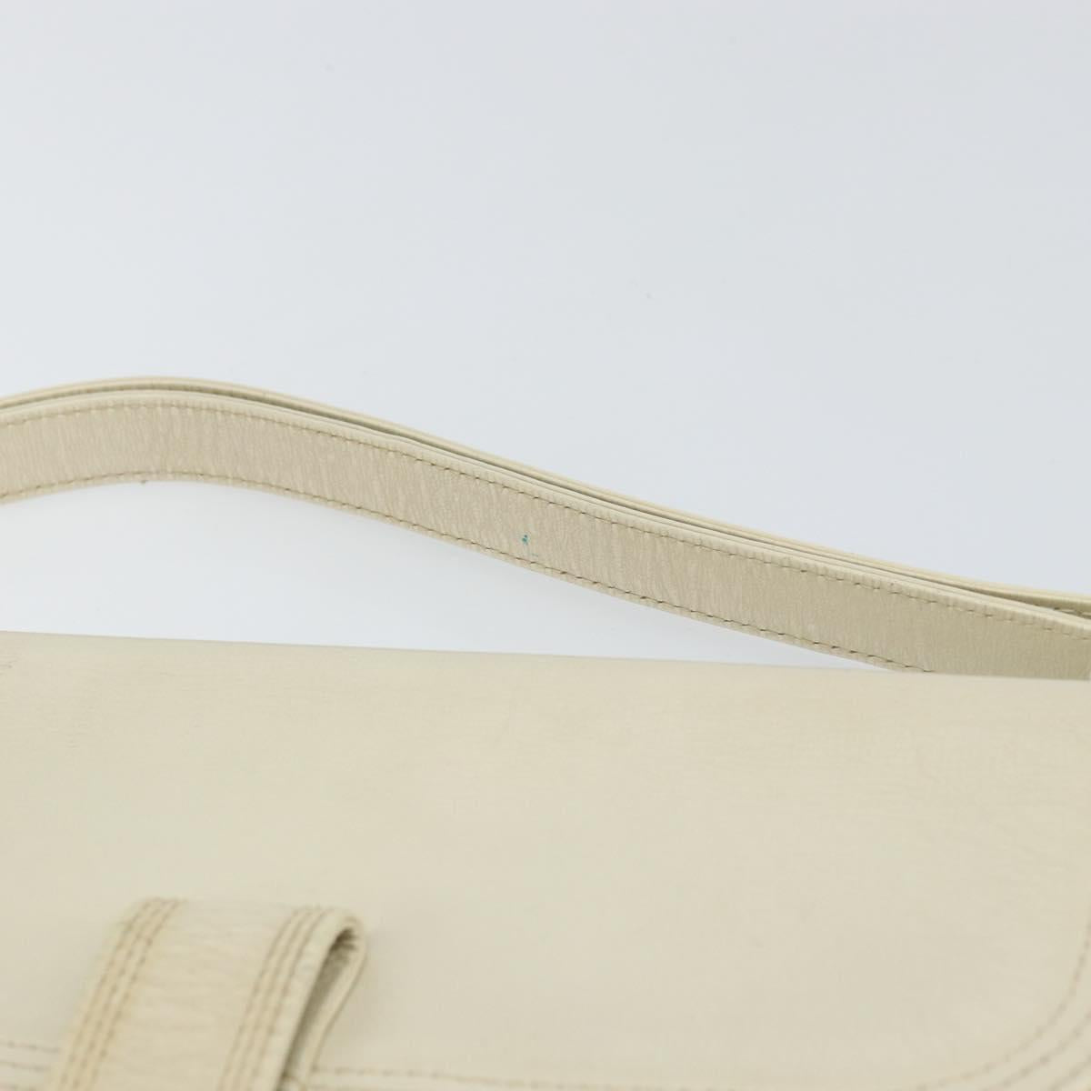 SAINT LAURENT Shoulder Bag Leather White Auth ka743