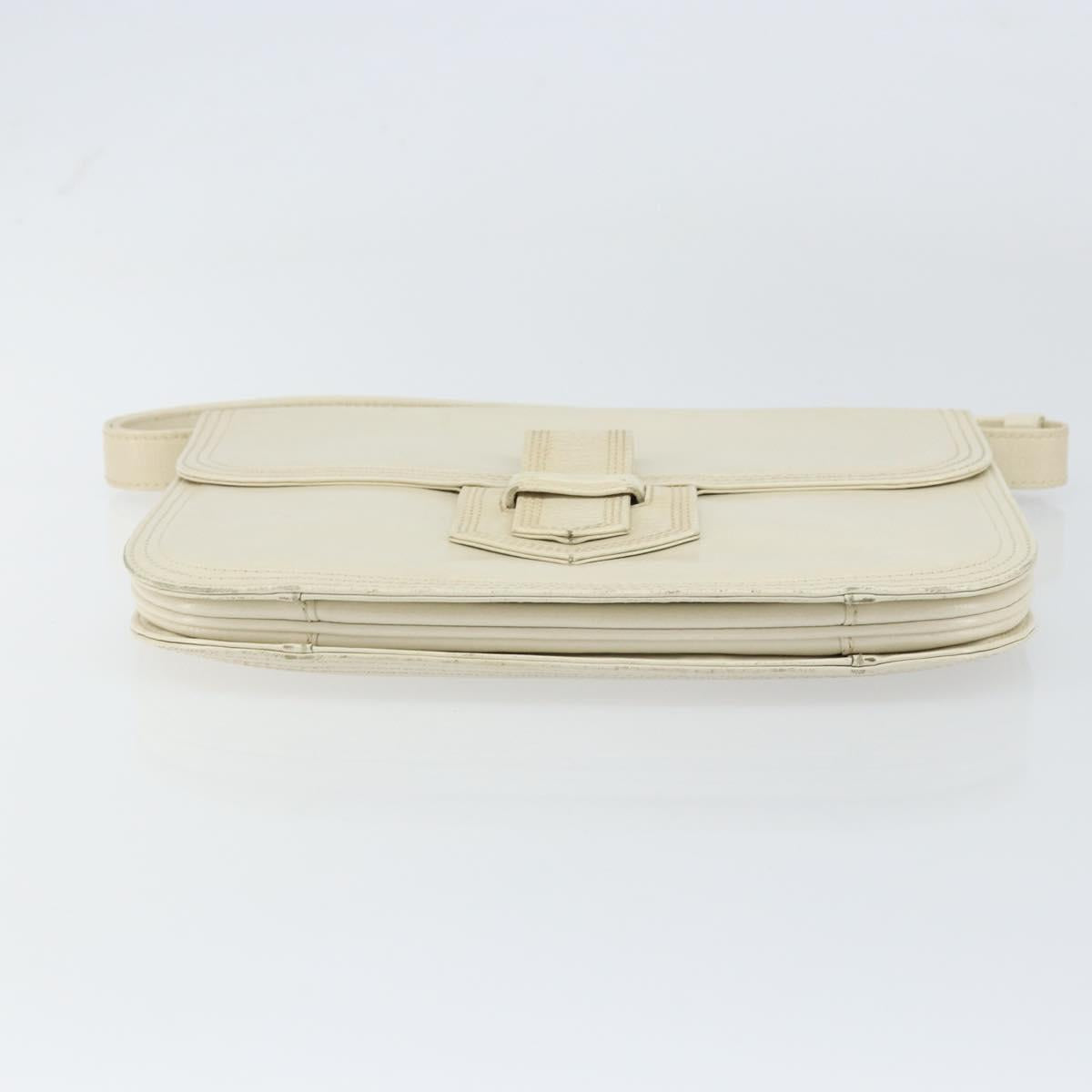SAINT LAURENT Shoulder Bag Leather White Auth ka743