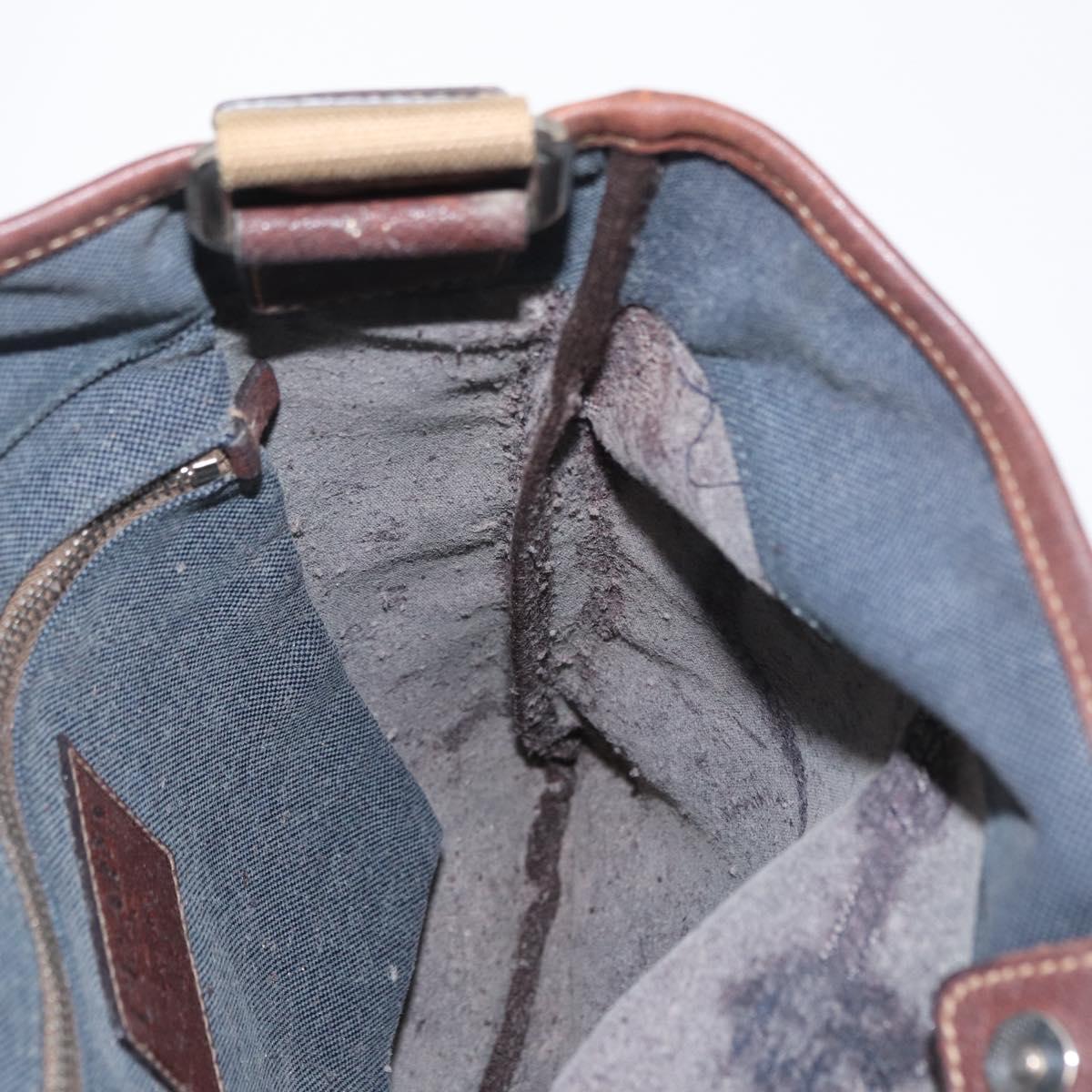 PRADA Shoulder Bag Canvas Navy Silver Auth ka744