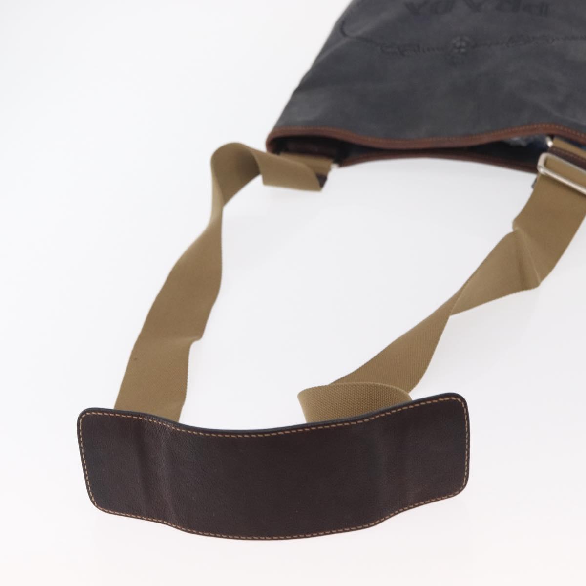 PRADA Shoulder Bag Canvas Navy Silver Auth ka744