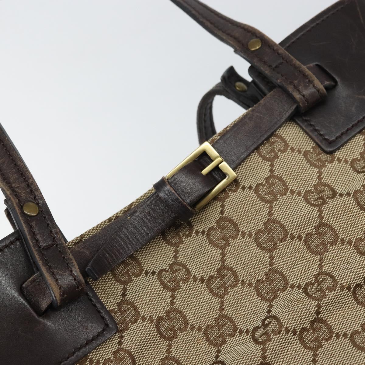 GUCCI GG Canvas Tote Bag Beige Gold 107757 Auth ka751